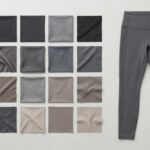 A collection of high-quality textile swatches in different textures and colors, representing the variety of fabric options for activewear.