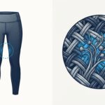Technical illustration showing the process of fiber friction and pilling on leggings.
