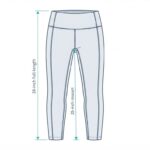 Technical flat sketch of 7/8 leggings showing the 25-inch inseam measurement compared to full-length