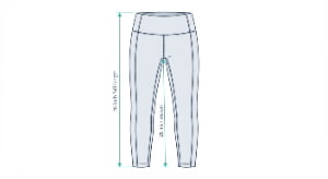 Technical flat sketch of 7/8 leggings showing the 25-inch inseam measurement compared to full-length