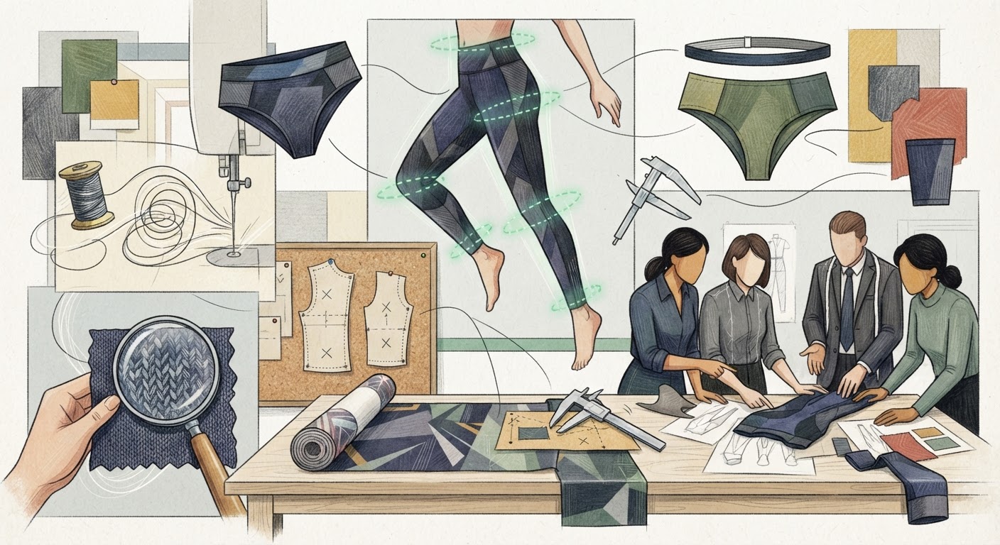 A professional studio shot of a garment being measured on a dress form.